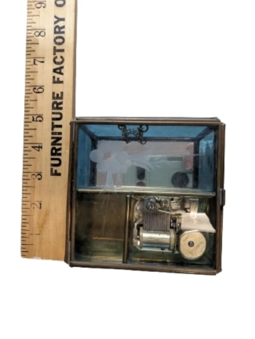Vintage Blue Glass Trinket Music Box Plays Lara's Theme Sankyo Working